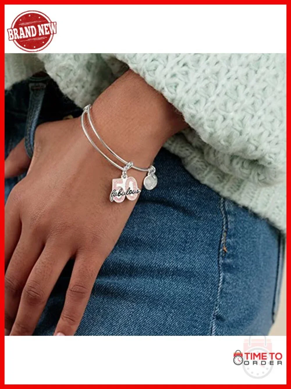 Adjustable Milestone Charm Bangle Bracelet - Nickel-Free Wire